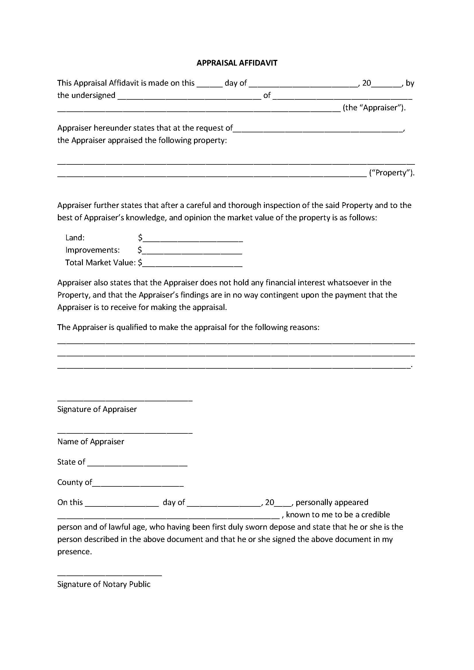 free-appraisal-affidavit-form-formstool